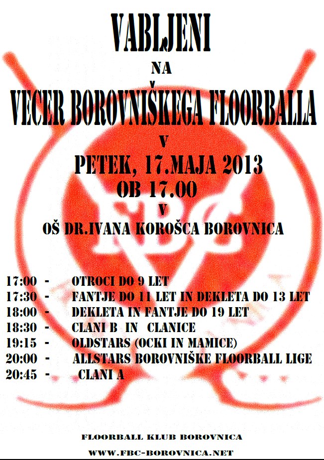 Večer borovniškega floorballa